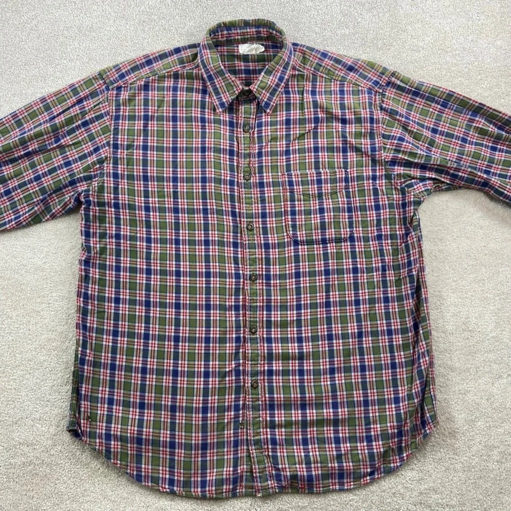 J. Crew Oarsman Button Down Shirt Mens L Plaid Long Sleeve Cotton Pocket